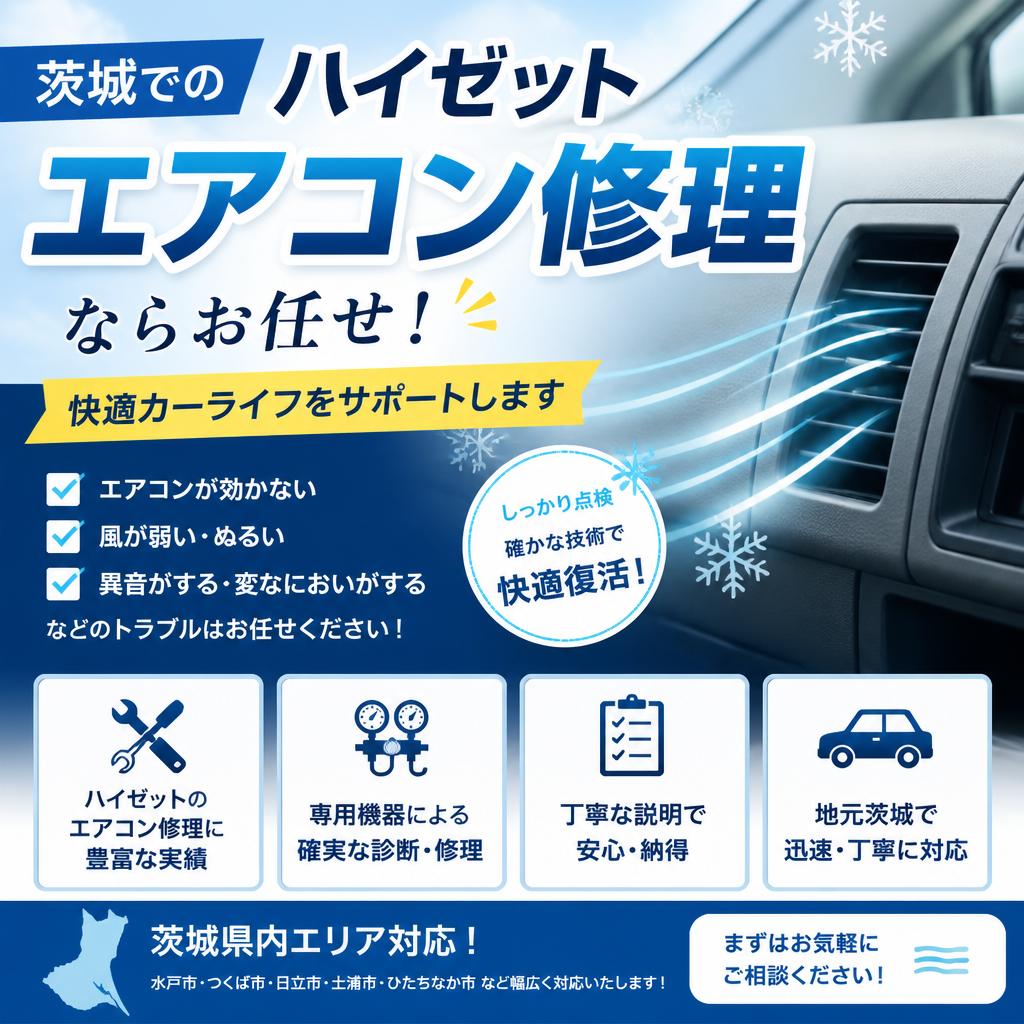 茨城でのハイゼットエアコン修理ならお任せ！快適カーライフをサポートします
